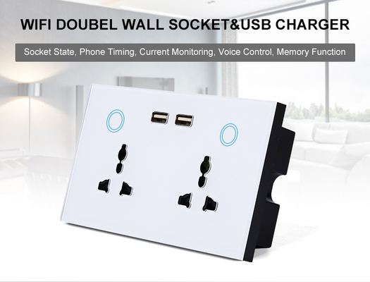 USB 충전기 소켓을 모니터링하는 투야 스마트 홈 와이파이 스위치 벽 이중 확관 경향