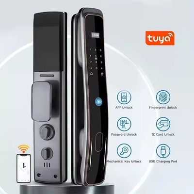 전자동 Tuya 와이파이 스마트 문 잠금 휴대 전화 제어 지문 디지털 비밀번호 스마트 잠금 카메라