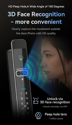 Glomarket Tuya 3d Face Cerradura 인텔리전트 자동 전기 와이파이 카메라 지문 디지털 스마트 도어 잠금