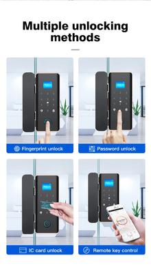 글로마켓 스마트 유리 문 잠금 Wifi 원격 제어 Tuya 앱 사무실 잠금 카드 디지털 생체 지문 문 잠금