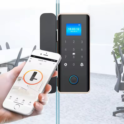 글로마켓 스마트 유리 문 잠금 Wifi 원격 제어 Tuya 앱 사무실 잠금 카드 디지털 생체 지문 문 잠금