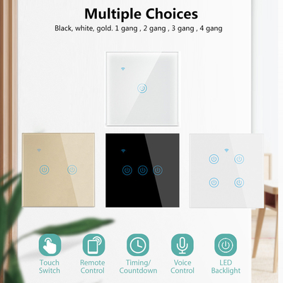 Glomarket EU 1/2/3/4 갱 투야 스마트 스위치 라이트 알렉사 음성 제어 터치 유리 벽 무선 와이파이 전기 스위치