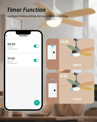 Glomarket Tuya 스마트 와이파이 천장 팬 스위치 Eu 표준 유리 터치 벽 앱 원격 제어 전기 팬 속도 스위치