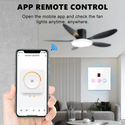 Glomarket Tuya 와이파이 팬 라이트 스위치 터치 3 인 1 스위치 5 속도 조정 천장 팬 스위치