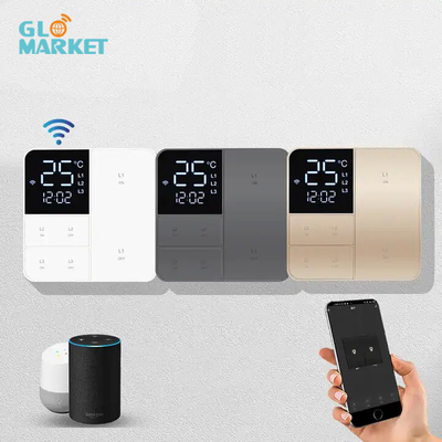 Glomarket Tuya 와이파이 스마트 월 라이트 스위치 1/2/3 갱 지원 음성 / 앱 / 터치 제어 온도 디스플레이 화면