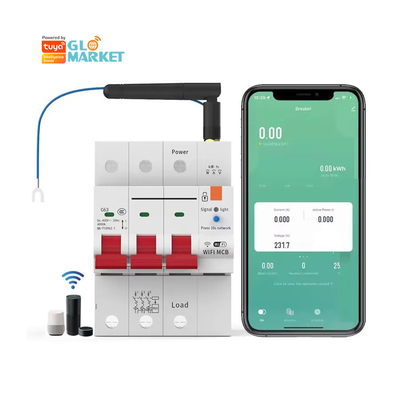 Glomarket 와이파이 회로 차단기 스마트 스위치 투야 스마트 1p 2p 3p 4p 스마트 홈 시스템 전기 회로 4P MCB 스마트 차단기